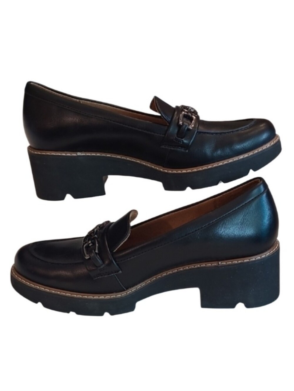 Naturalizer Cabana Lug Slip On Chucky Penny Loafer Chain Accent Classic Mules